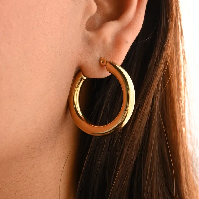 18K GoldFilled Thick Small Hoops for Women Simple Gold Hoop Earrings Jewelvers Earrings