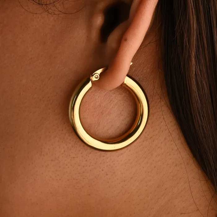 18K GoldFilled Thick Small Hoops for Women Simple Gold Hoop Earrings Jewelvers Earrings