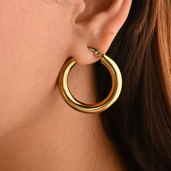 18K GoldFilled Thick Small Hoops for Women Simple Gold Hoop Earrings Jewelvers Earrings