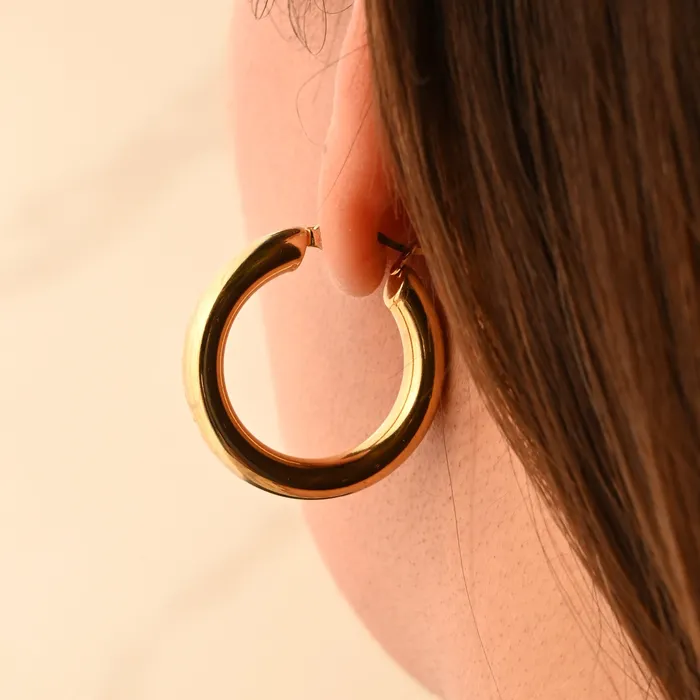 18K GoldFilled Thick Small Hoops for Women Simple Gold Hoop Earrings Jewelvers Earrings