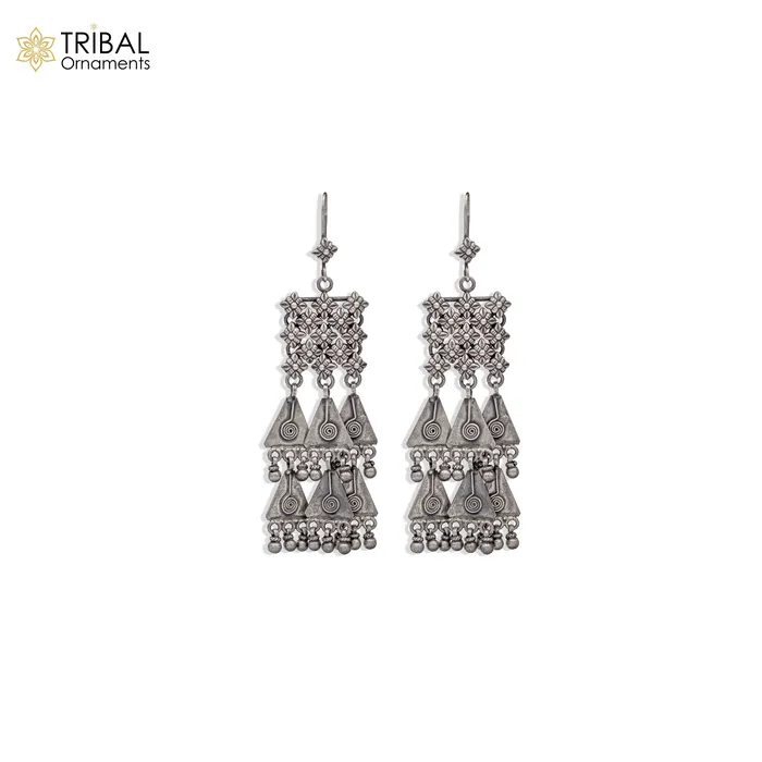 925 sterling silver ethnic choras design drop dangle earring banjara jewellery s1348 TRIBAL ORNAMENTS Earrings