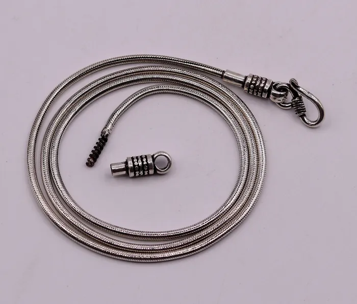 925 sterling silver vintage handmade fabulous screw chain pendant chain 26 inches oxidized solid real chain necklace for pendant ch46 TRIBAL ORNAMENTS Necklaces