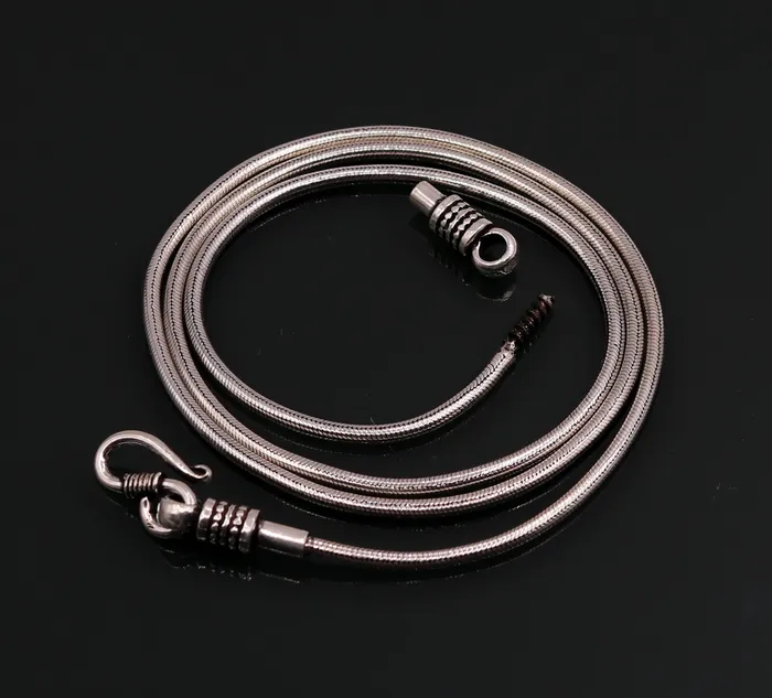 925 sterling silver vintage handmade fabulous screw chain pendant chain 26 inches oxidized solid real chain necklace for pendant ch46 TRIBAL ORNAMENTS Necklaces