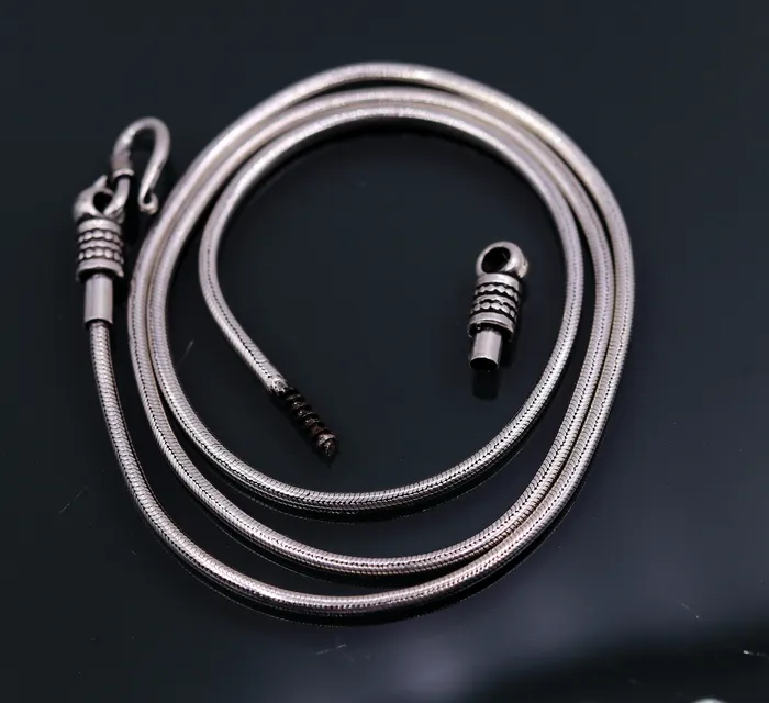 925 sterling silver vintage handmade fabulous screw chain pendant chain 26 inches oxidized solid real chain necklace for pendant ch46 TRIBAL ORNAMENTS Necklaces