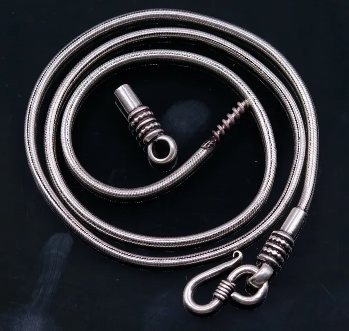 925 sterling silver vintage handmade fabulous screw chain pendant chain 26 inches oxidized solid real chain necklace for pendant ch46 TRIBAL ORNAMENTS Necklaces