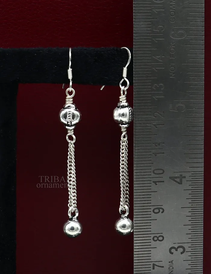 Exclusive 925 sterling silver handmade hook earrings with elegant fancy girls hoops earring brides jewelry from india ear1085 TRIBAL ORNAMENTS Earrings