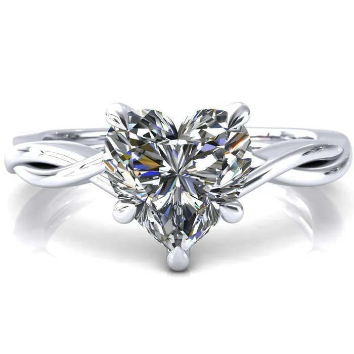 Fire Brilliance Rings Lucia Heart Moissanite 5 Claw Prong 12 Infinity Solitaire Ring Engagement Ring