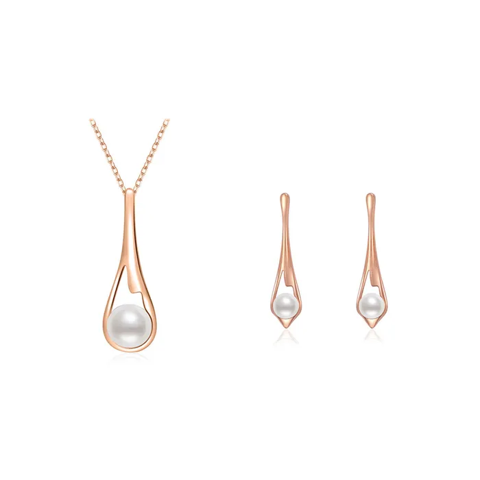 Pearly Lustre Earrings Top Grade Freshwater Pearl Jewelry Set WS00101 FLUID