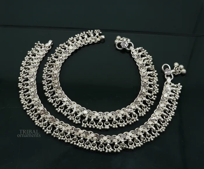 TRIBAL ORNAMENTS Bracelets Vintage antique sterling silver handmade anklet belly dance jewelry excellent ankle bracelet customized tribal brides jewelry ank459