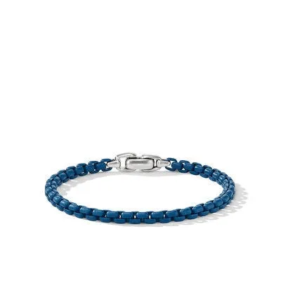 David Yurman Bracelets David Yurman Box Chain Bracelet Sterling Silver with Blue Stainless Steel 5mm