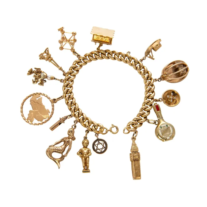 Estate 18K Yellow Gold 14Charm Bracelet Croghans Bracelets