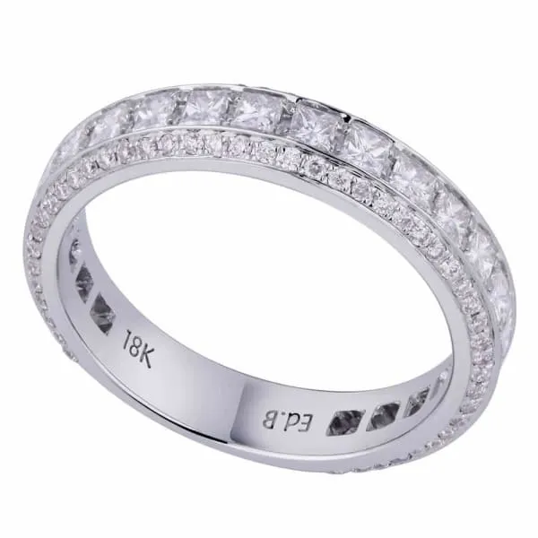 Natural Round Brilliant Princess Cut Diamond Wedding Band Set in 18K White Gold 110ct tw Diamond Source NYC Rings Natural Round Brilliant Princess Cut Diamond Wedding Band Set in 18K White Gold 110ct tw Diamond Source NYC Rings