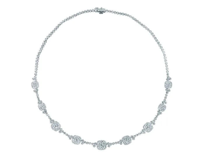 Necklaces CJ Charles Jewelers 18k White Gold Pressure Resistant Cushion Shape Diamond Necklace
