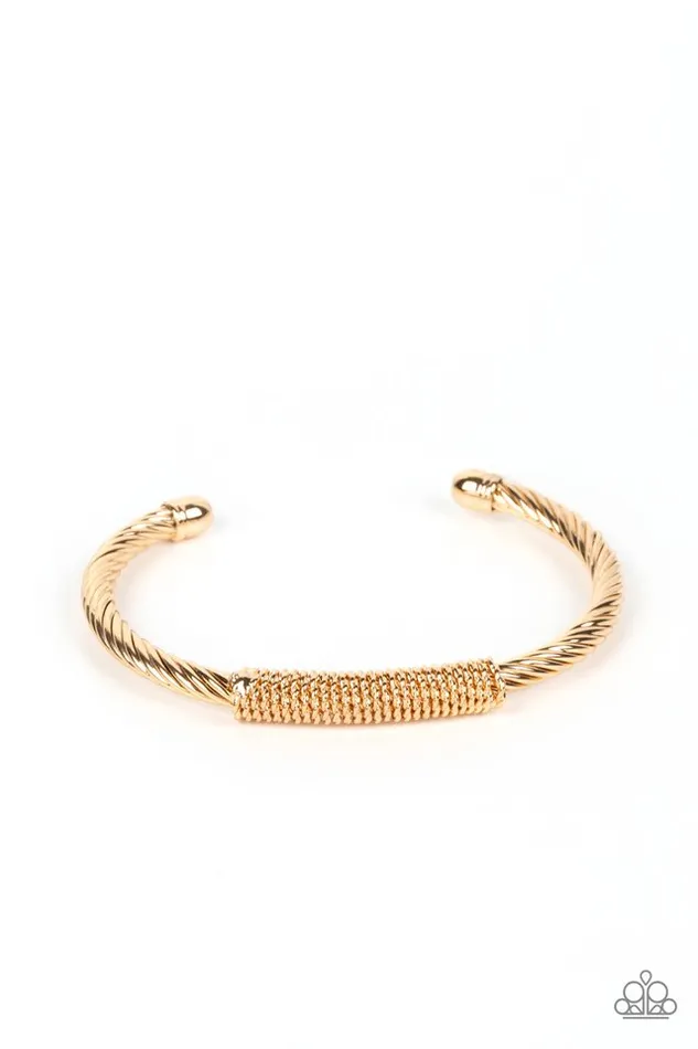 Paparazzi Bracelet CABLEMinded Gold Paparazzi Jewelry Bracelets