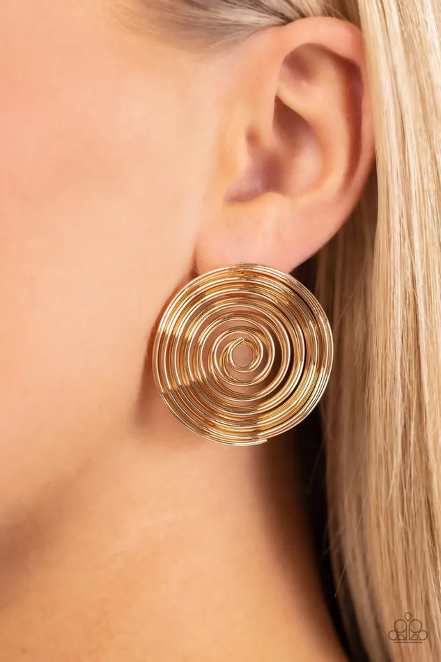 Paparazzi Earring COIL Over Gold Paparazzi Jewelry Earrings