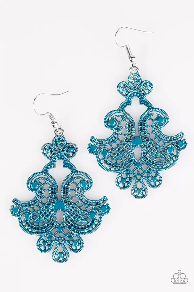 Paparazzi Earring Tahiti Tempest Blue Paparazzi Jewelry Earrings