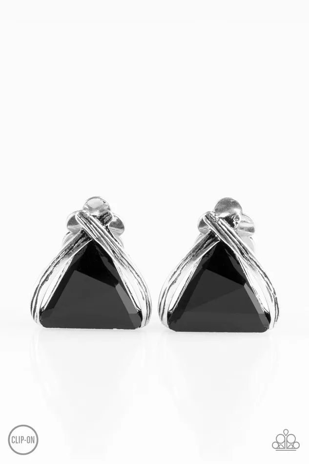 Paparazzi Jewelry Earrings Paparazzi Earring Elegant Edge Black ClipOn
