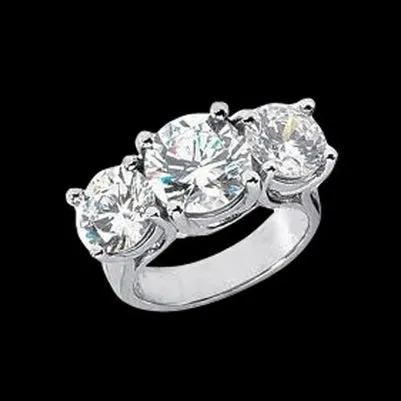 GB Rings 4 Carat Three Stone White Gold Natural Earth Mined Diamond Women Engagement Ring New GB Rings 4 Carat Three Stone White Gold Natural Earth Mined Diamond Women Engagement Ring New
