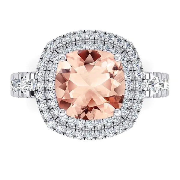 HarryChadEntcom Rings Cushion Morganite Diamond Ring HarryChadEntcom Rings Cushion Morganite Diamond Ring