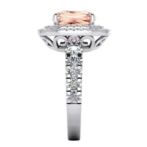 HarryChadEntcom Rings Cushion Morganite Diamond Ring HarryChadEntcom Rings Cushion Morganite Diamond Ring