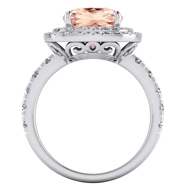 HarryChadEntcom Rings Cushion Morganite Diamond Ring HarryChadEntcom Rings Cushion Morganite Diamond Ring