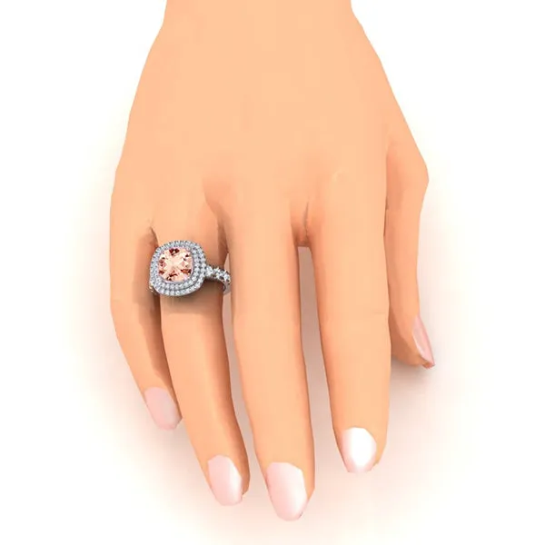 HarryChadEntcom Rings Cushion Morganite Diamond Ring HarryChadEntcom Rings Cushion Morganite Diamond Ring