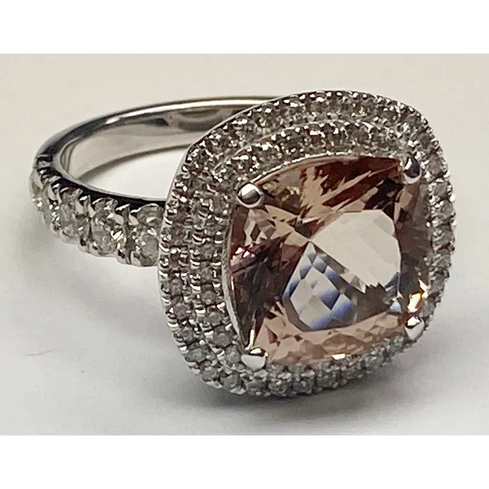 HarryChadEntcom Rings Cushion Morganite Diamond Ring HarryChadEntcom Rings Cushion Morganite Diamond Ring