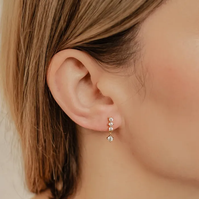 Hey Happiness Earrings Quartet Drop Stud Earrings Sterling Silver