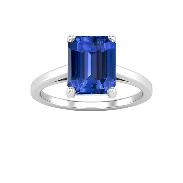 Rings HarryChadEntcom Solitaire Gemstone Ring Emerald Shaped Ceylon Sapphire 250 Carats