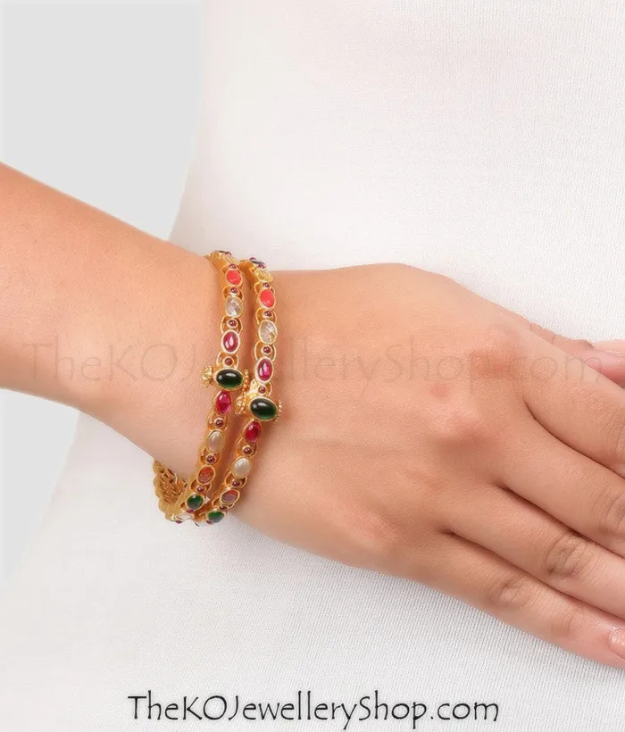 Silversmith Bracelets The Sirikit Silver Navratna Gemstone Openable Bracelet Size22242628