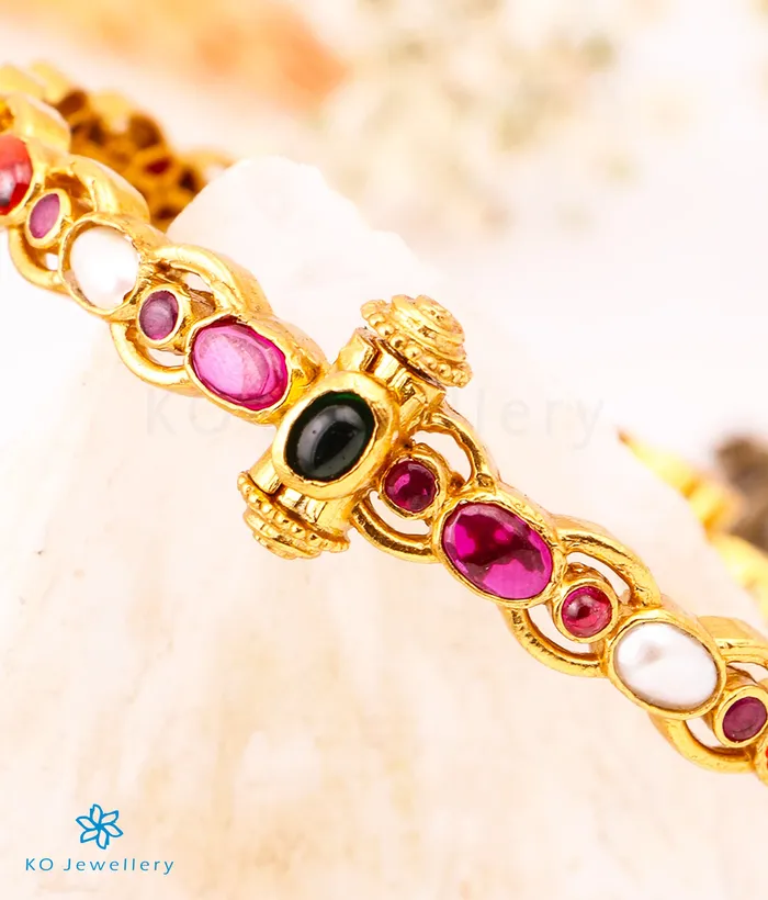 Silversmith Bracelets The Sirikit Silver Navratna Gemstone Openable Bracelet Size22242628