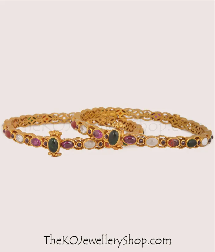 Silversmith Bracelets The Sirikit Silver Navratna Gemstone Openable Bracelet Size22242628