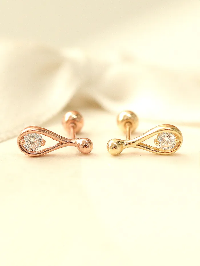 14K gold Cubic Teardrop cartilage earring 20g MinimalBijoux Earrings
