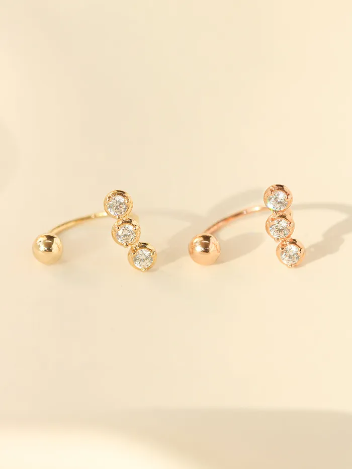 14K Gold Trio CZ Curve Piercing 20G MinimalBijoux PreStyled Sets