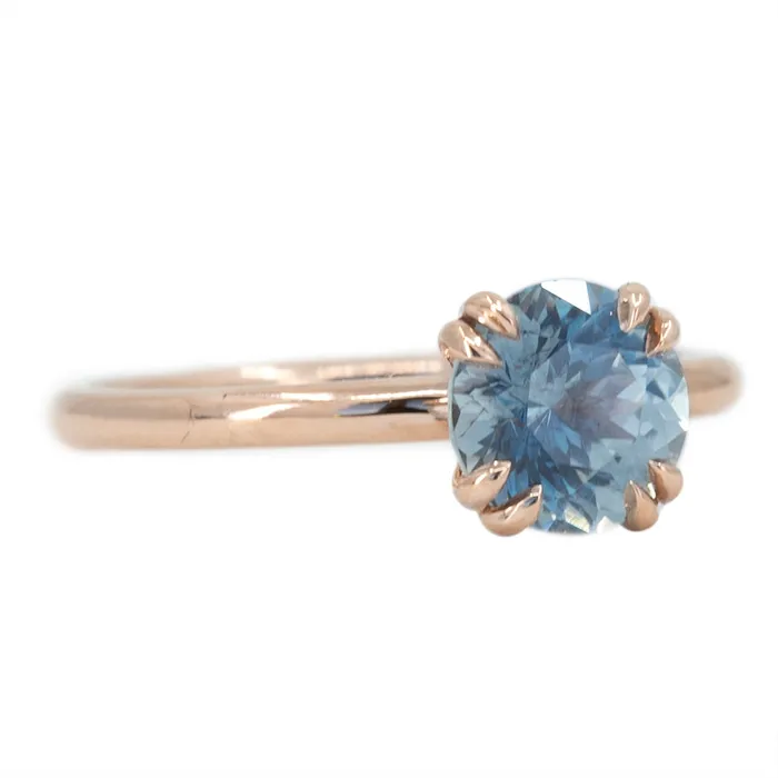 Anueva Jewelry Rings 169ct Silver Blue Grey Montana Sapphire Double Prong Solitaire Ring in 14k Rose Gold