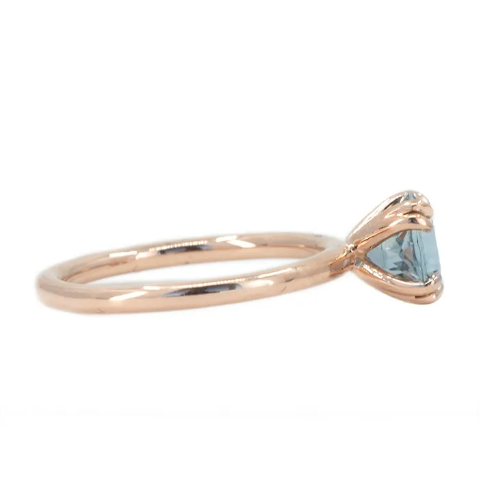 Anueva Jewelry Rings 169ct Silver Blue Grey Montana Sapphire Double Prong Solitaire Ring in 14k Rose Gold