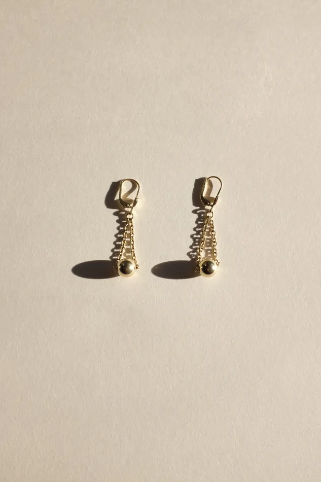 collectionno2 Earrings VINTAGE CHAIN BALL GOLD PLATED EARRINGS
