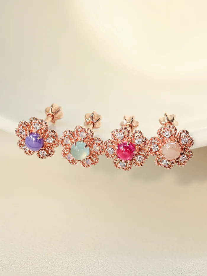 Earrings MinimalBijoux 14K Gold Antique Gemstone Flower Cartilage Earring 18G16G