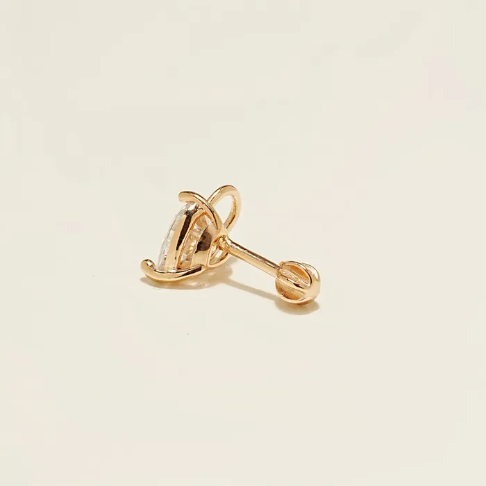 Earrings MinimalBijoux 14K Gold Lovely Heart Lock Cartilage Earring 18G16G