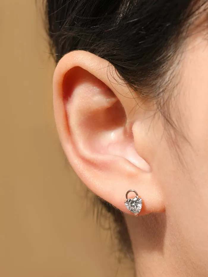 Earrings MinimalBijoux 14K Gold Lovely Heart Lock Cartilage Earring 18G16G