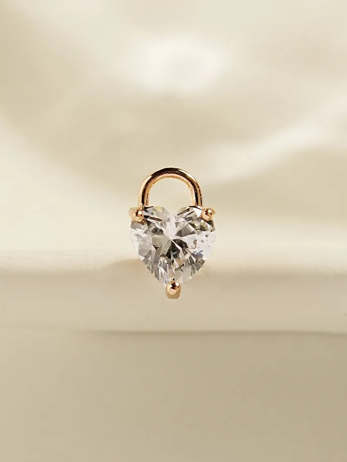 Earrings MinimalBijoux 14K Gold Lovely Heart Lock Cartilage Earring 18G16G