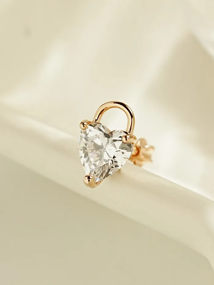 Earrings MinimalBijoux 14K Gold Lovely Heart Lock Cartilage Earring 18G16G
