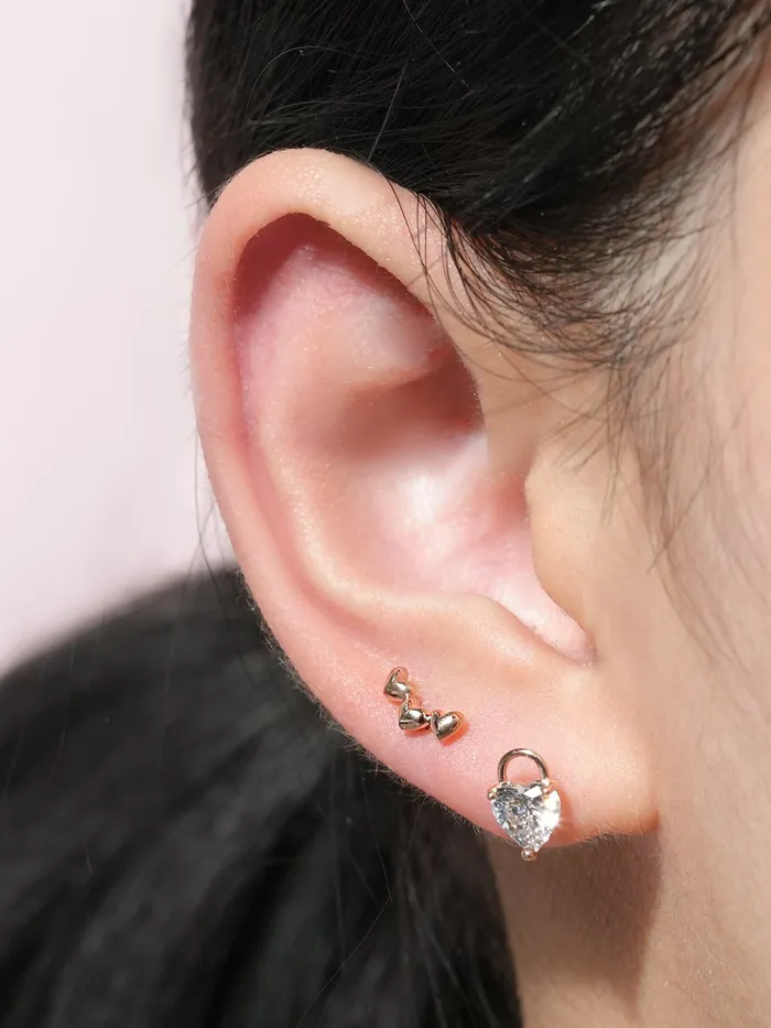 Earrings MinimalBijoux 14K Gold Lovely Heart Lock Cartilage Earring 18G16G