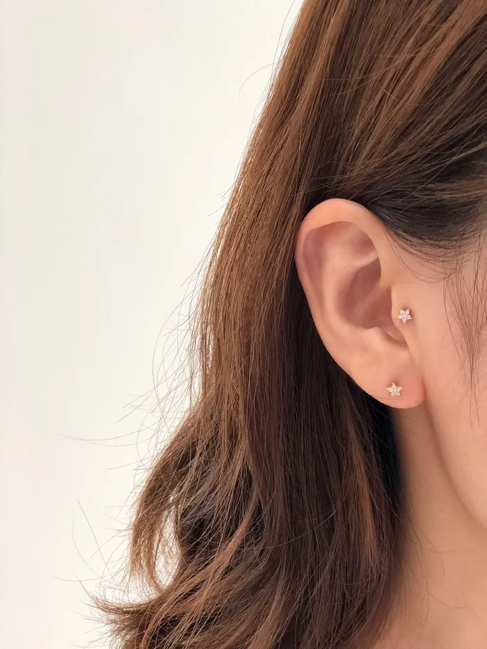 Earrings MinimalBijoux 14K Gold Mini Star Cartilage Earring 18G16G