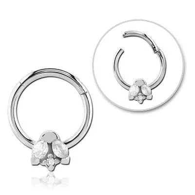 Jewelled Stainless Hinged Ring Tulsa Body Jewelry Rings