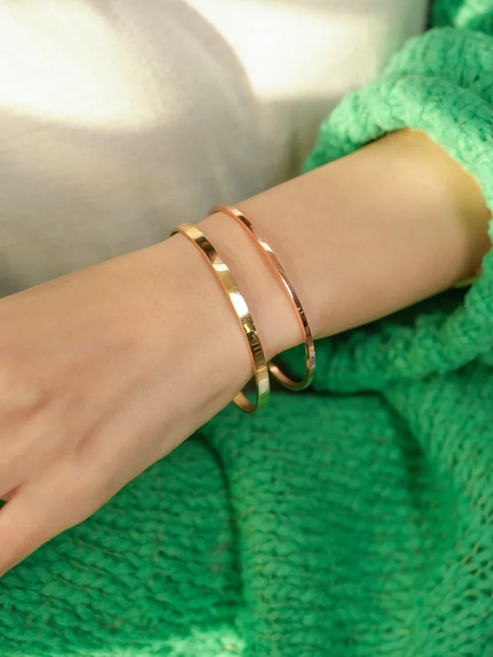 MinimalBijoux Bracelets 14K 18K Gold Hollow Layered Bangle Bracelet