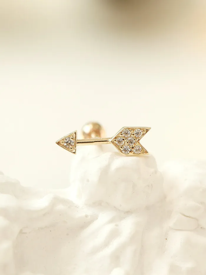 MinimalBijoux Earrings 14K Gold Arrow Cartilage Earring 18g16g