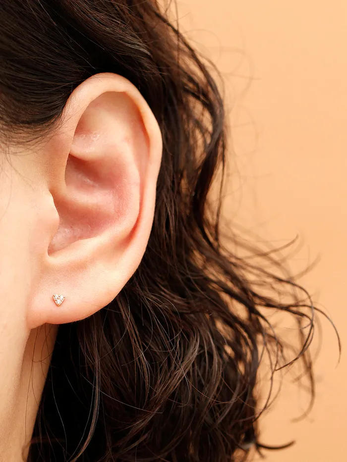 MinimalBijoux Earrings 14K Gold Mini Triangle CZ Cartilage Earring 20G18G16G