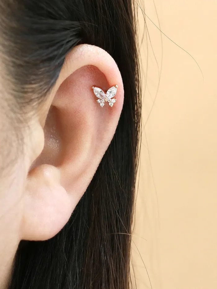 MinimalBijoux Earrings Drop Butterfly Cubic Piercing