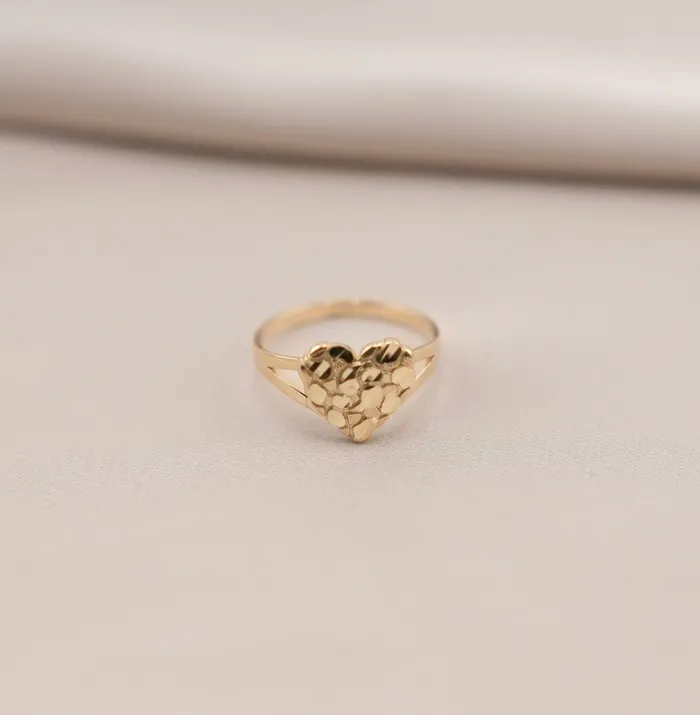 Rings 14K Gold Small Heart Nugget Ring AB and J